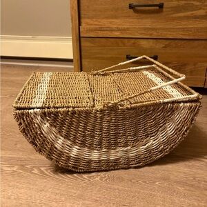 Rustic Woven Picnic Basket with Handles